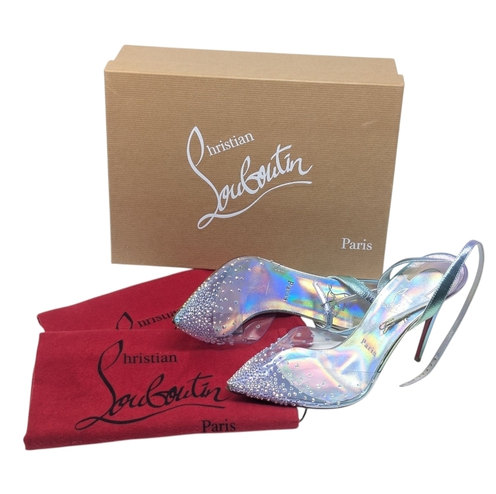 NIB Christian Louboutin Spikaqueen Crystal Pointed Toe Stiletto Heels Size 38.5